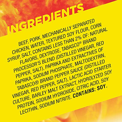 Slim Jim Monster Smoked Meat Sticks, Tabasco, Packed with Protein, 1.94 Oz. Sticks, 18 Count