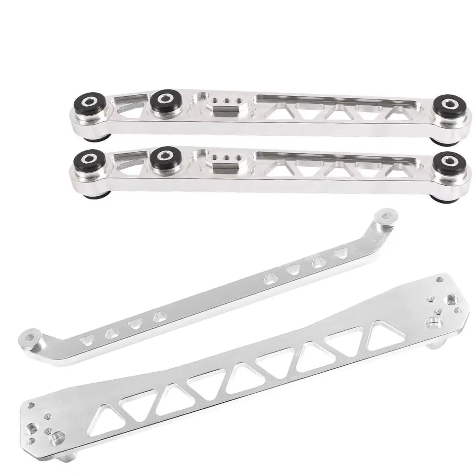 Srebrny kęs aluminiowy wspornik tylnej ramy pomocniczej + drążek ściągający + tylny dolny wahacz kompatybilny z Honda Civic EG 92-95 części podwozia akcesoria