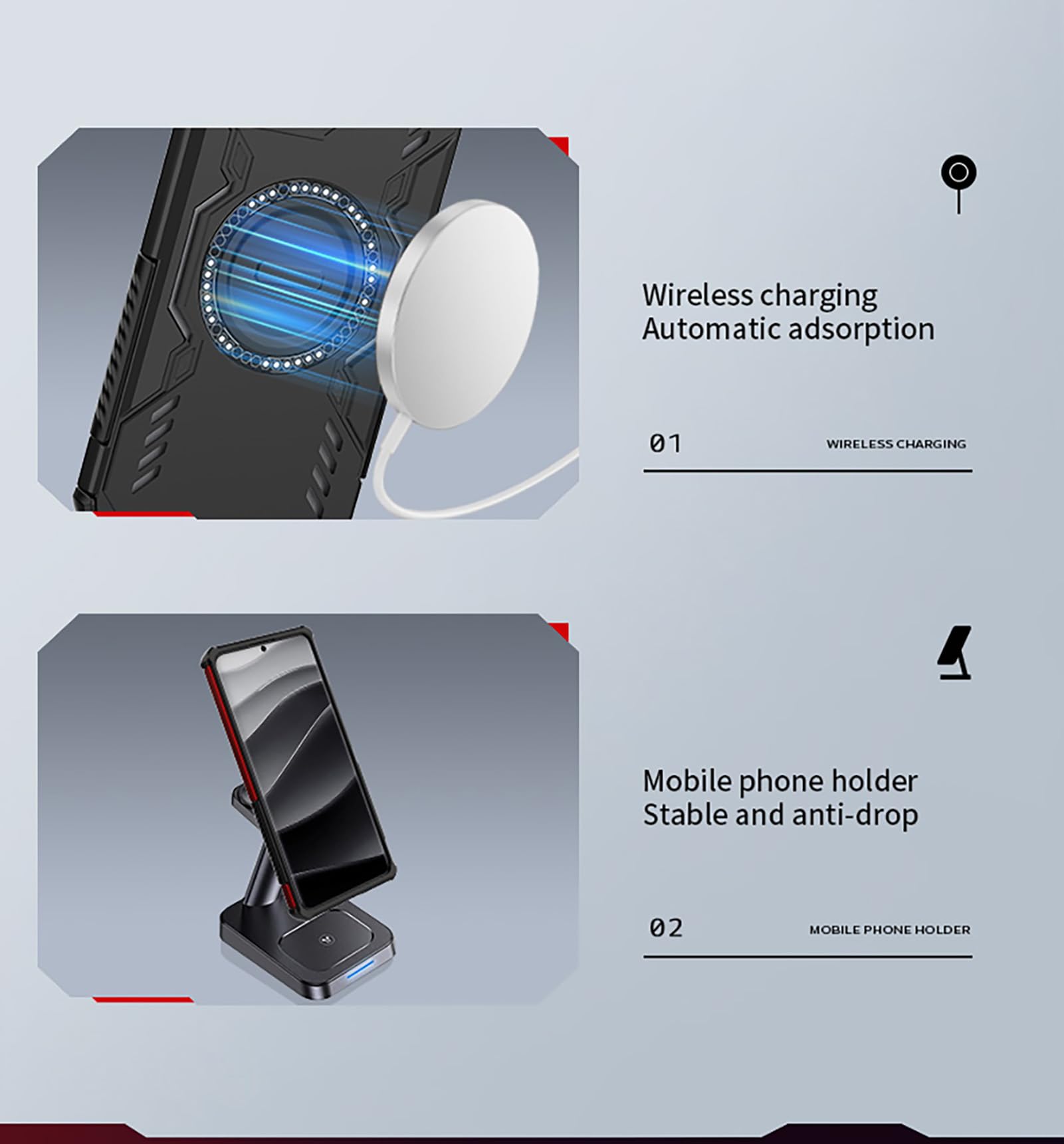 Custodia Antiurto UPLAI Per Xiaomi Redmi Note 14 Pro 4G - Cover Armatura Con Anello Magnetico E Cavalletto, Grado Militare, Nero