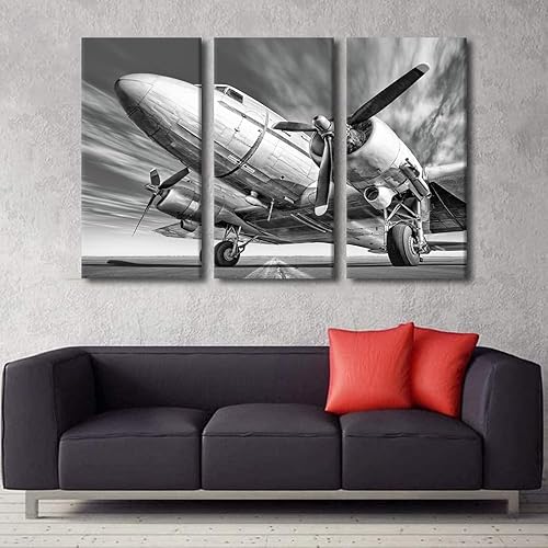Miniatura 141 de Lienzo decorativo para pared, 3 piezas, póster de nariz de avión, arte de hélice gris, decoración del hogar, lienzo inspirador, decoración de pared