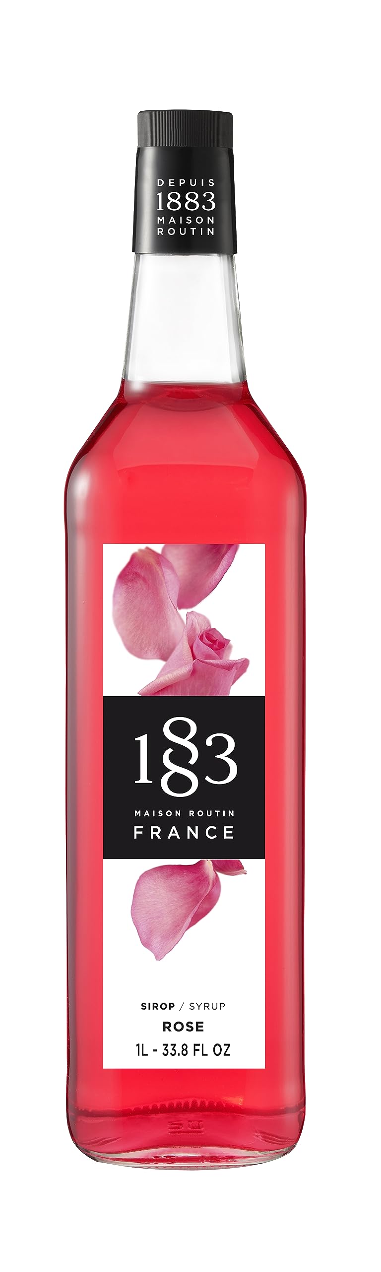 1883 Rose Syrup for Drinks, Made in France, 1 Liter Plastic Bottle