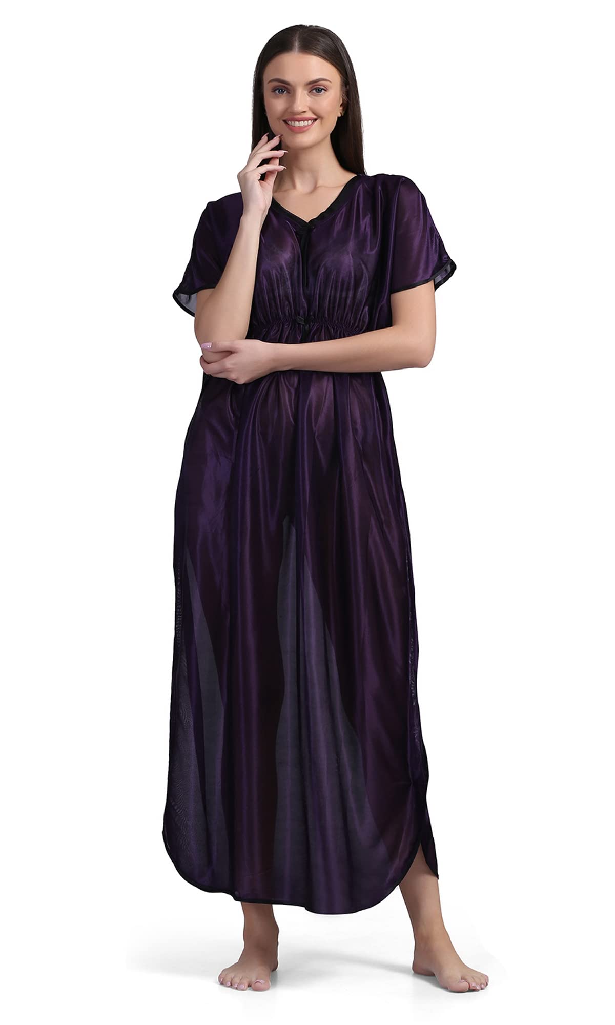 Women's Satin Full Length Night Suit/Maxi Nighty/Nightdress/Night Gown for Women and Girls