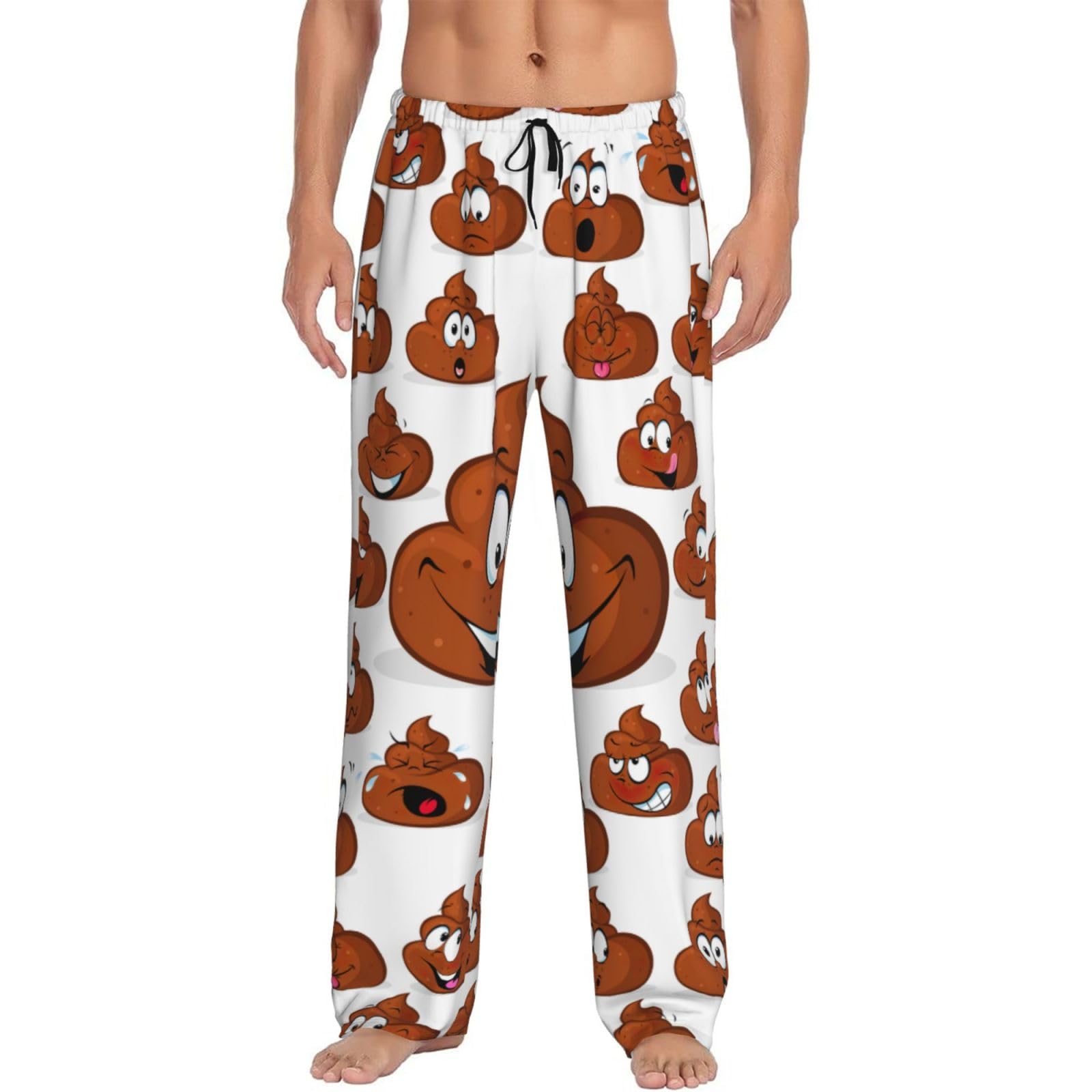 Funny Poop Men'S Polyester Pajama Pants Long Pj Bottoms, Sleepwear Lounge Sleep Pants With Pockets Pack