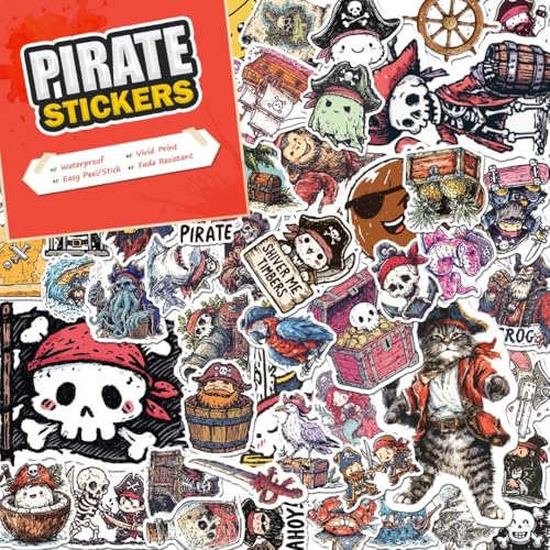 100 PCS Pirate Stickers Pack – Waterproof Vinyl...