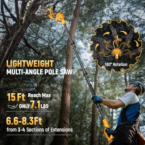 Image of Takuoo 2-in-1 Electric Pole Saw & Handheld 8 Inch Mini Chainsaw Cordless