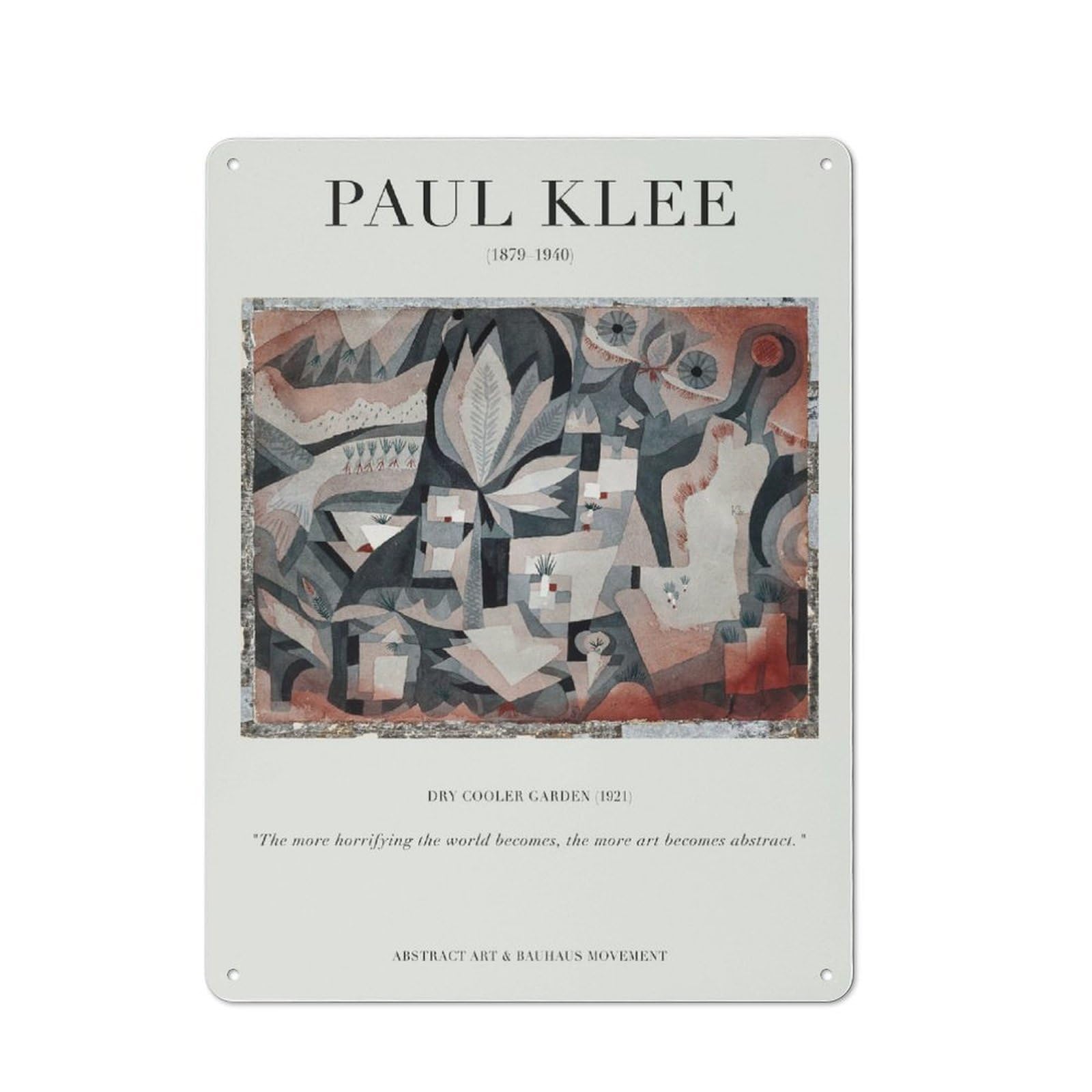 Junmoney Style-5 For Guest Room Or Hallway, Paul Klee - Dry Cooler Garden Retro Metal Wall Sign 40X30cm, For Vintage Wall Decor Fans, For Metal Sign Collectors