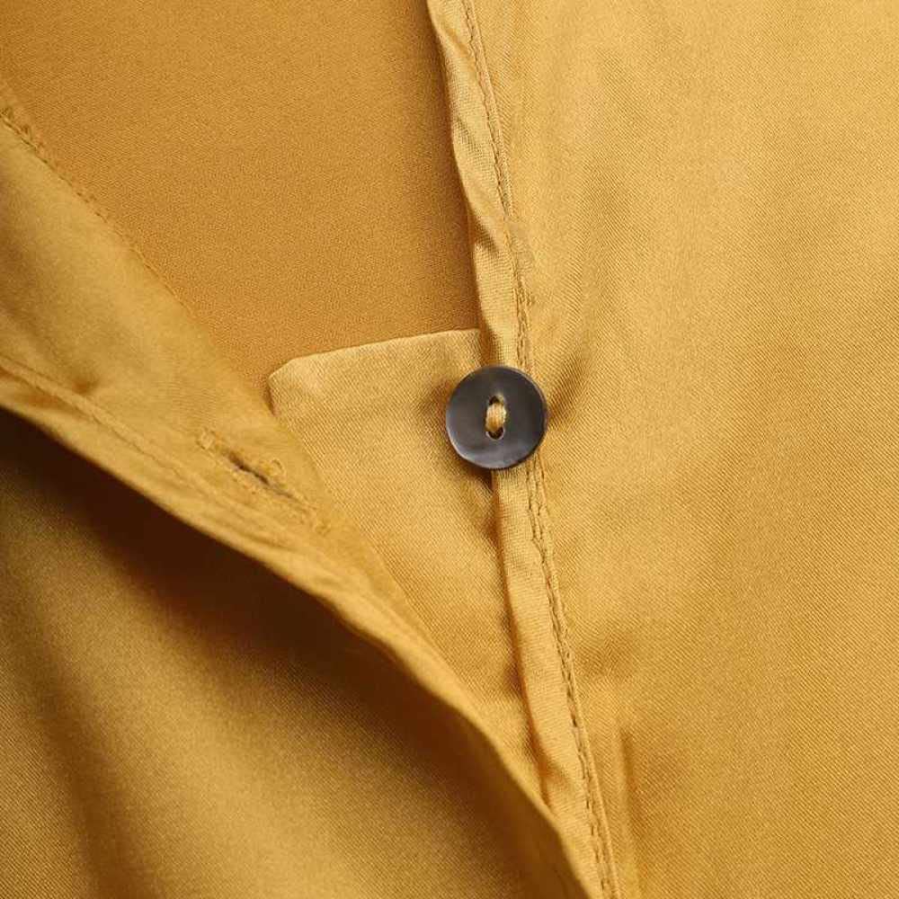 Damenhemden,Damen Satin Bluse Hemd Gelb Langarm Vintage Mode Seidenhemden Business Hemd Mit Knopf Sexy Party Tops Casual Arbeit Büro Bluse Für Mädchen Damen