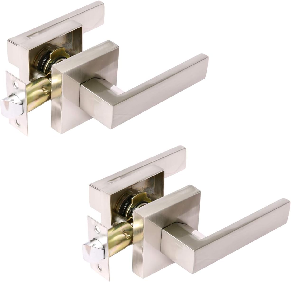 Tор Brаndѕ Passage Door Levers Brushed Nickel Finish, Used for Hall or Closet, Heavy Duty Interior Door Handles Right Handed, Commercial/Residencial Use, 2 Pack