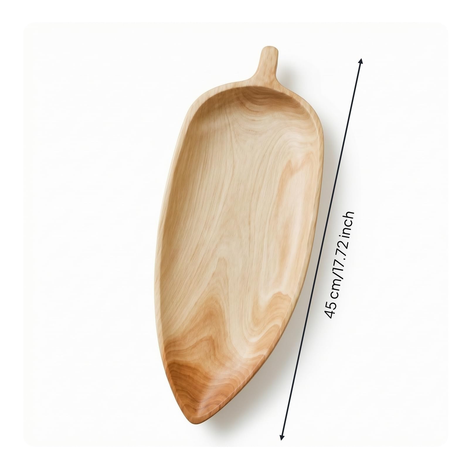 Bandeja de Madera Bandeja para Servir Plato de Servicio Decorativa Fuente para Aperitivos de con Visible y Textura Pulida Adecuada para Té Refrigerios y en Comedor Cocina Sala 45x16x4cm