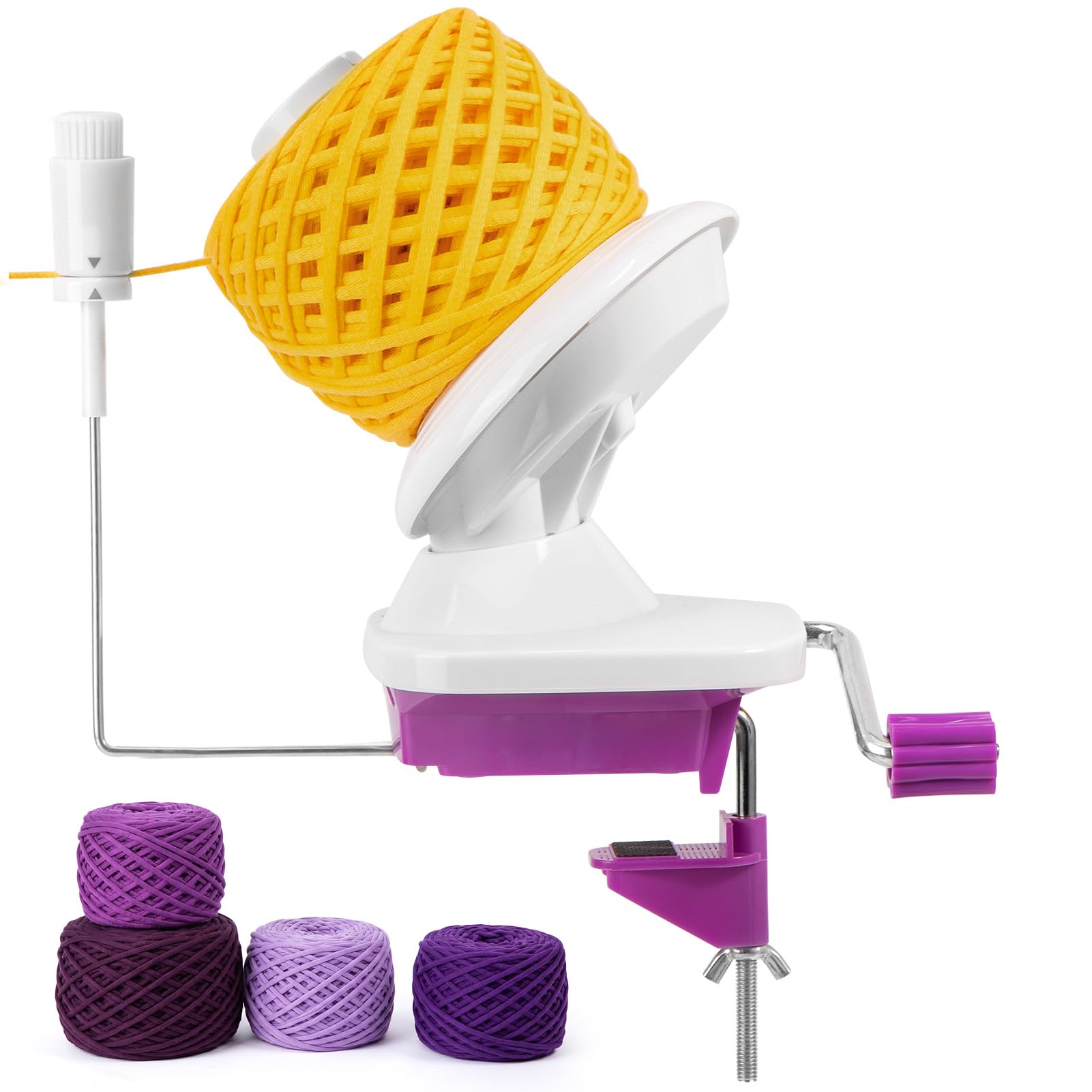 Caydo Yarn Winder with Tension Spring, One Hand Operated Winders, 7oz Efficiently Compact Cake Roller for Crocheting, Portable Ball Spinner for Crocheters, Ideal Helper for Craft Lovers(Purple)-image-24