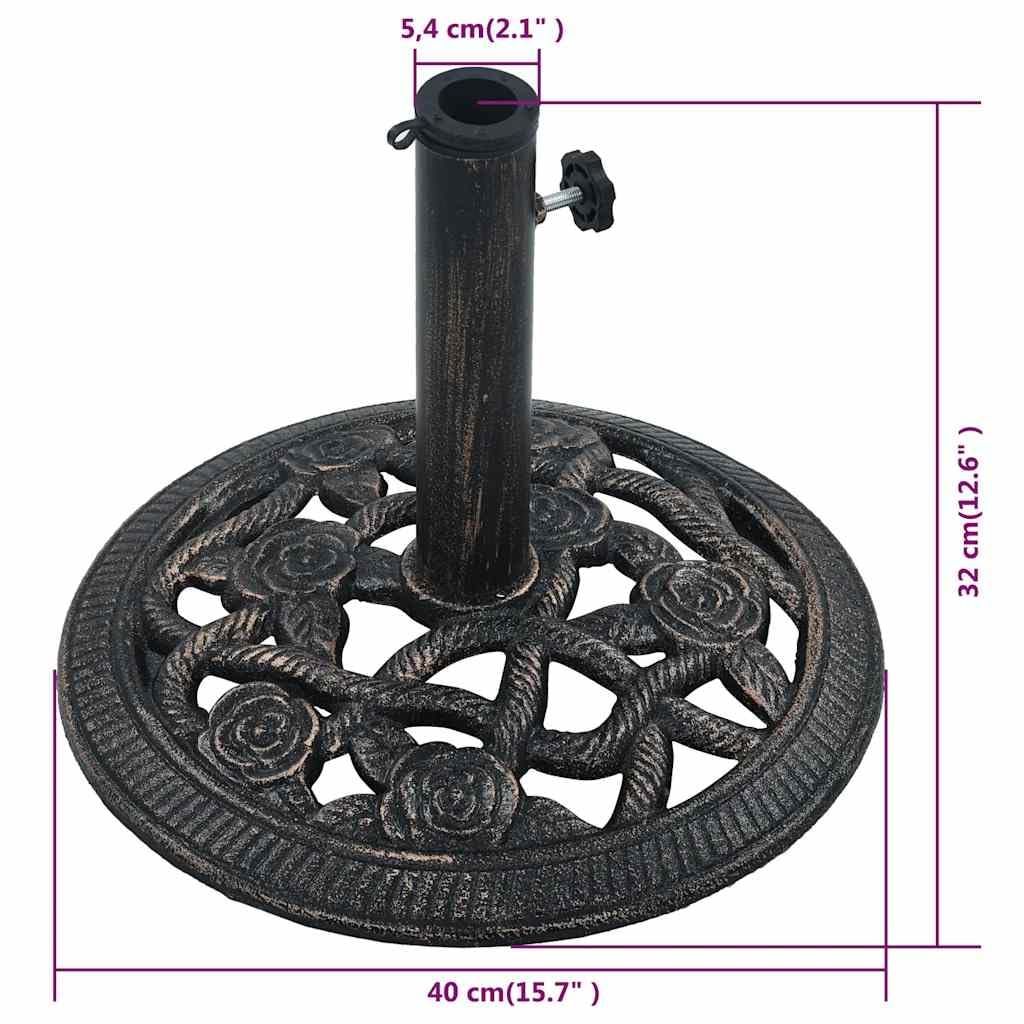 Supporto per ombrellone nero bronzo in ghisa 9 kg peso 40 cm diametro con adattatore per ombrellone balcone terrazzo giardino base stabile