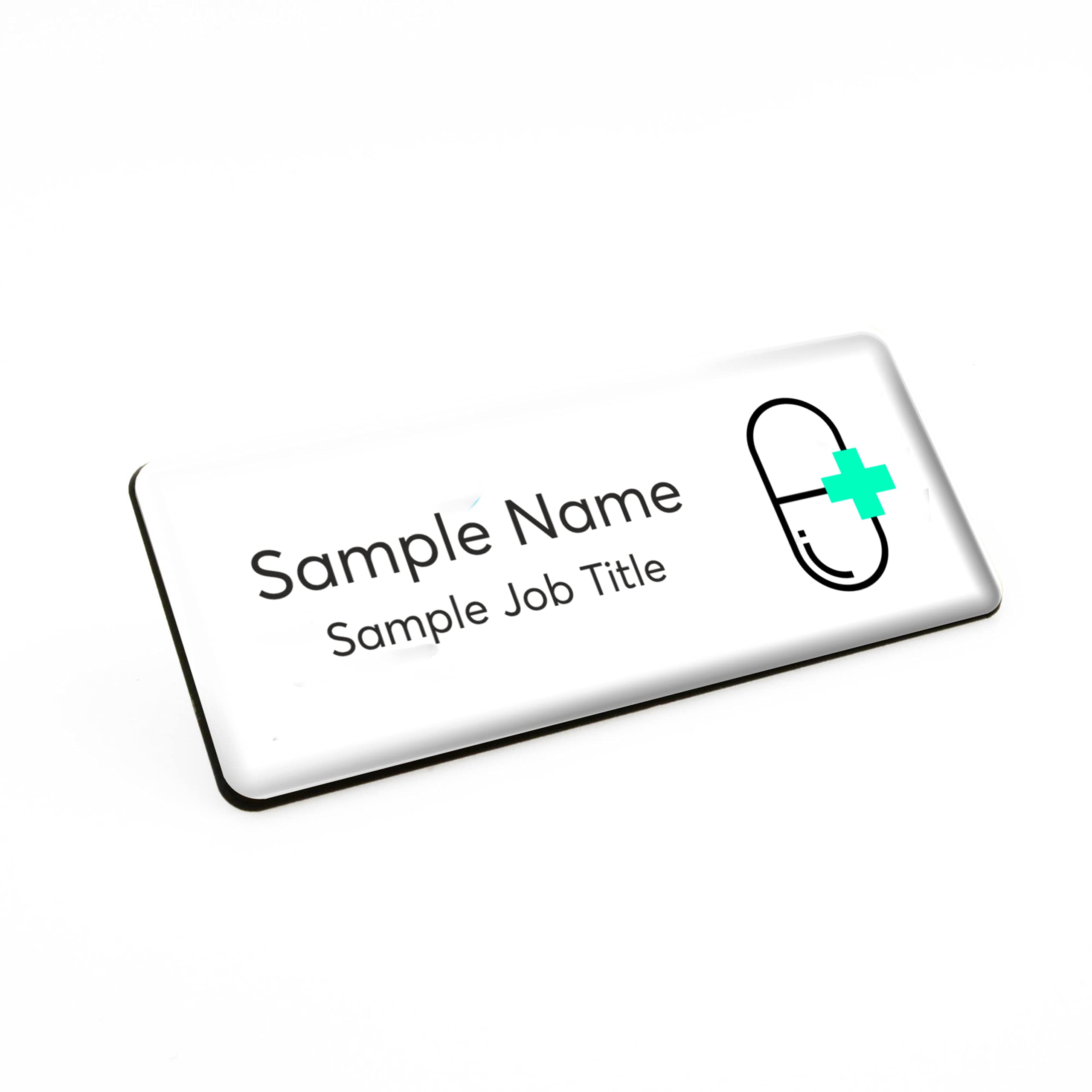 Badgemaster Pharmacist Medicine Health Shop Store Name Staff Badge 76 x 32mm White/Black