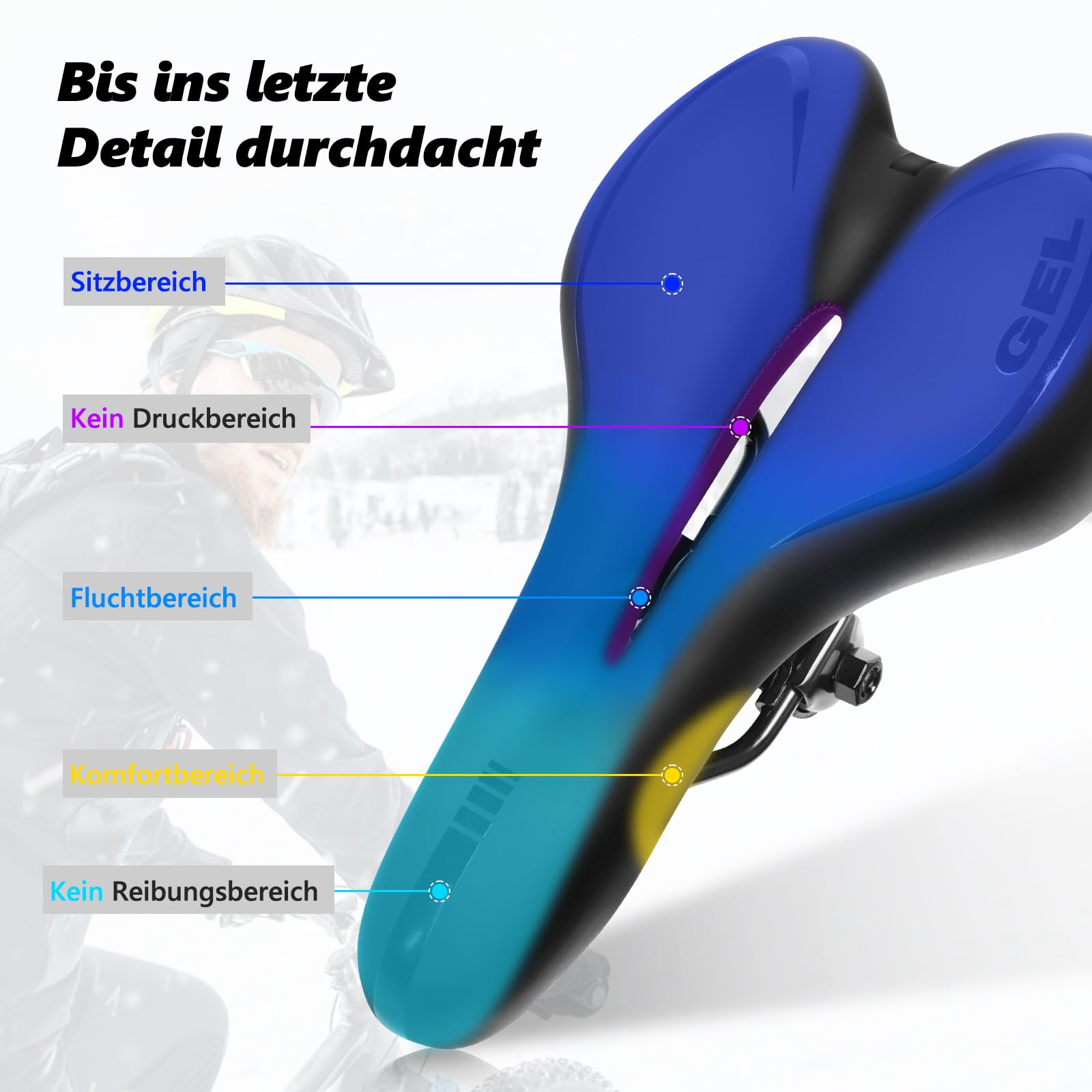 Fahrradsattel Ergonomisch Bequem – Komfort-MTB-Sattel mit Gel, Aussparung für Druckentlastung, schmerzfreies Radfahren, atmungsaktiv – Ideal für Damen & Herren