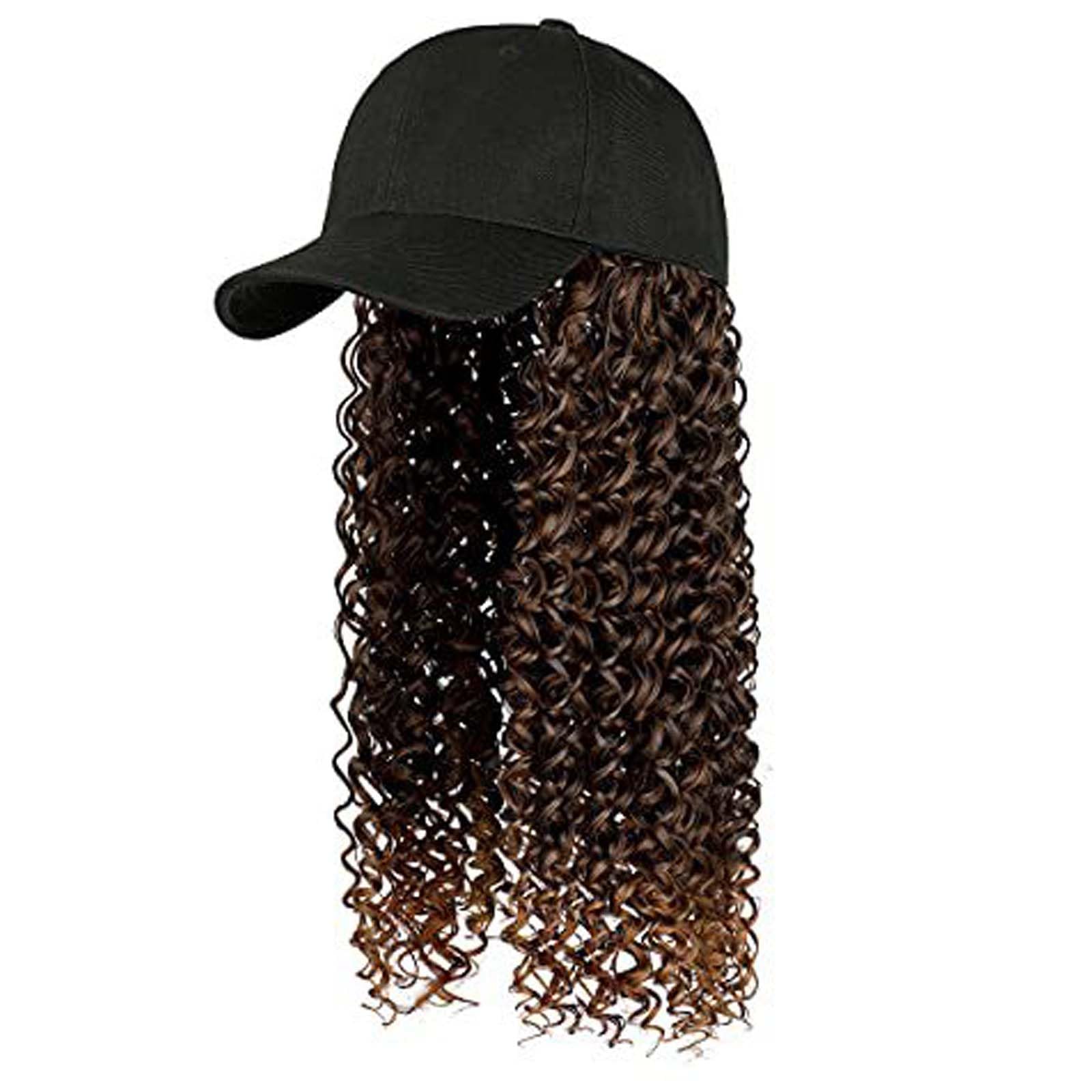 YEKEYI Headband Wig Human Hair Wigs Hat Wigs for Women Baseball Cap with Hair Wig Curly Deep Wave Headband Wig