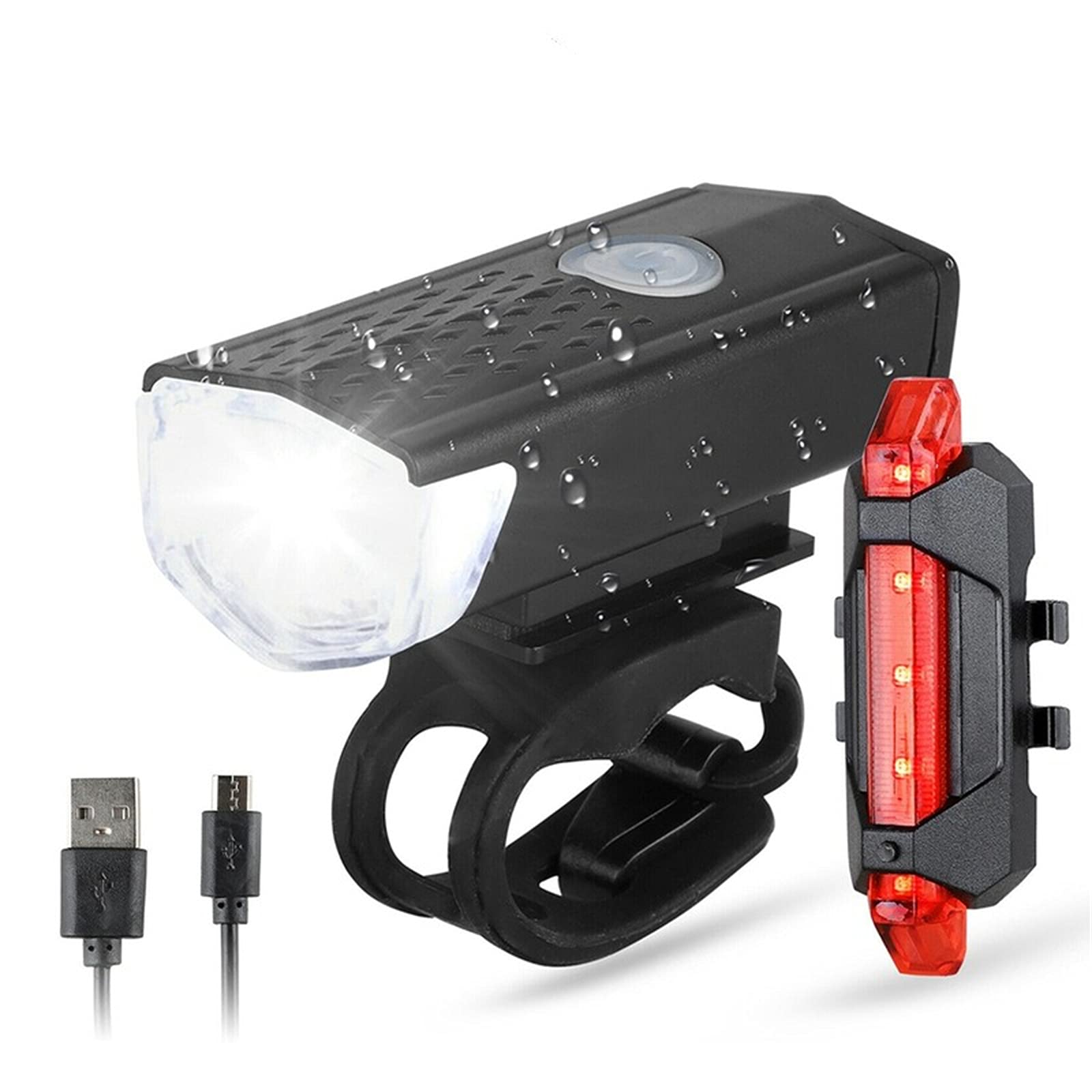 Lampe de Vélo Rechargeable USB LED Cycle de Montagne Lumière de Vélo Avant Feu Arrière Lampe de Poche Étanche Ensemble de Lampe de Vélo