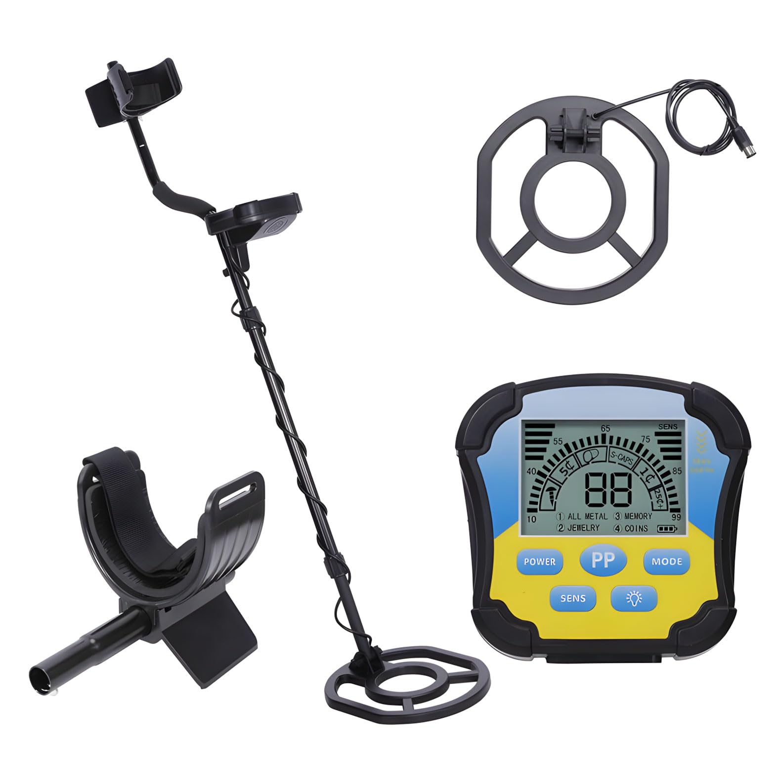 Metal detector con indicazione della profondità delle bobine di ricerca da 10 pollici e più avvisi sonori per un rilevamento accurato Metal Detector con display LCD