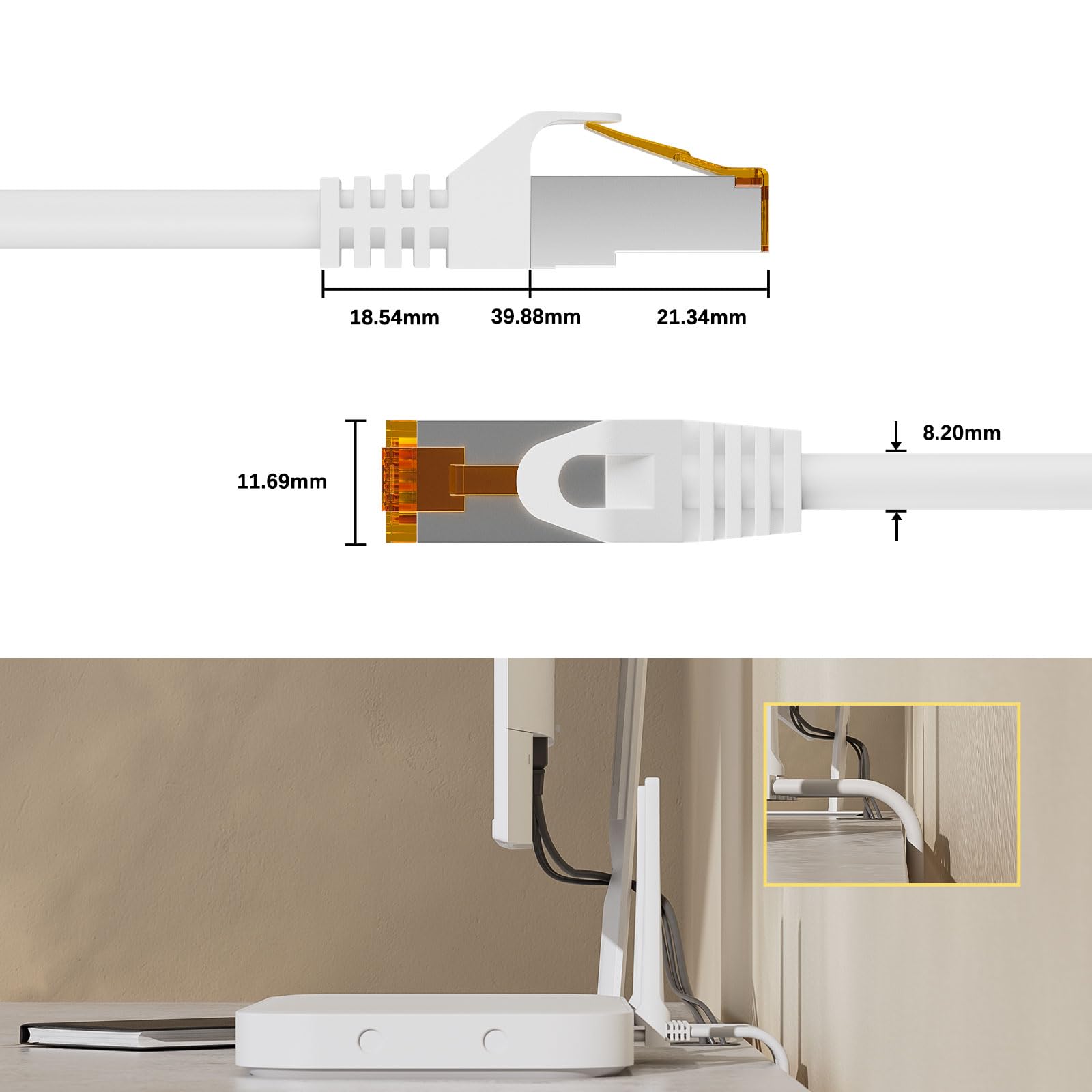 iwillink 10 x 3 m Cat7 Patch Cable CAT 7, cable LAN corto (10 Gbps, apantallamiento S/FTP PIMF, cobre), compatible con CAT7 CAT6a CAT6 Patchpanel/DSL Switch/router/módem – Blanco
