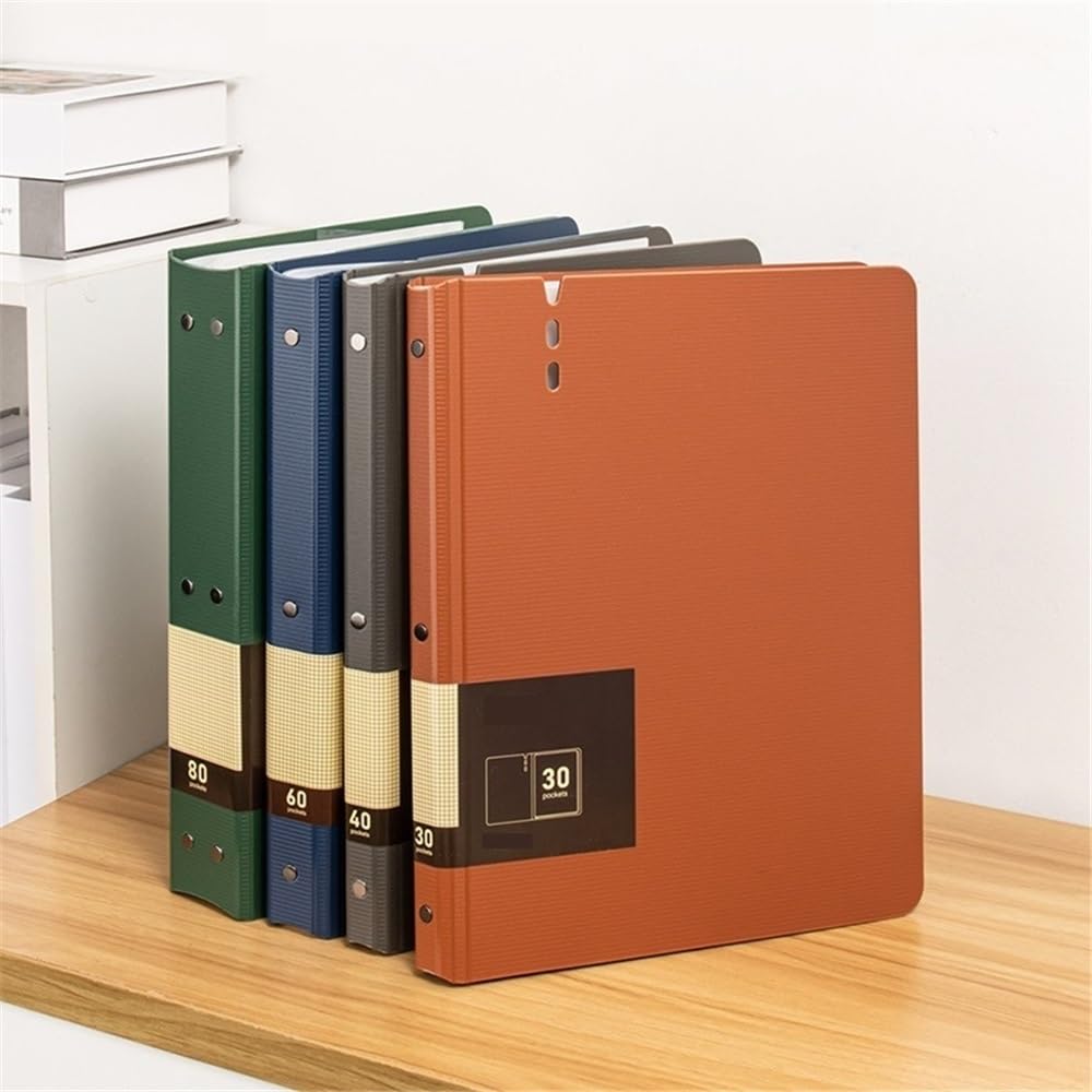 Cartelle Portadocumenti In Plastica Trasparente Con Buste A4 60 Pagine Multicolor 5 Pz(Green)