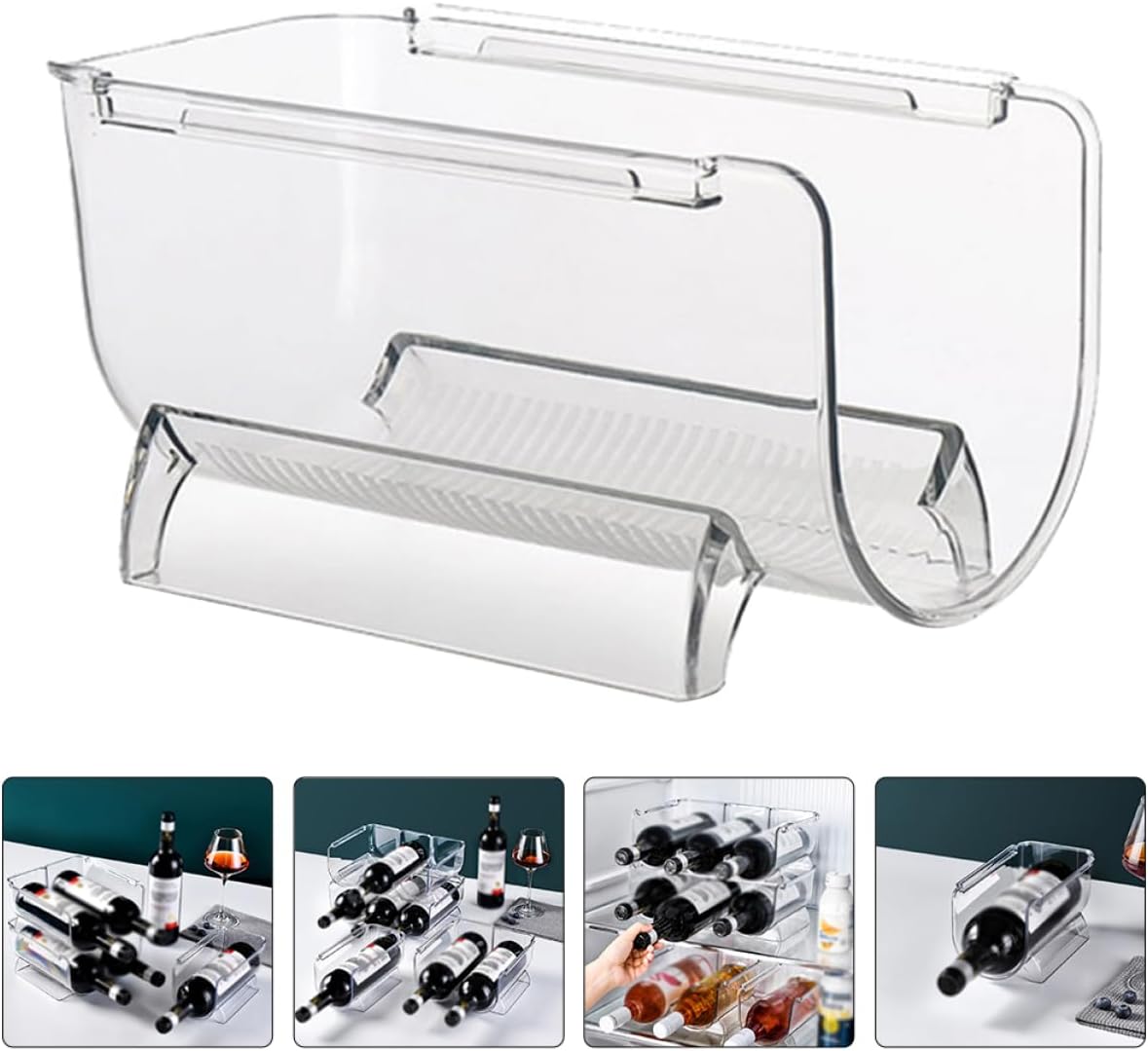 Mikinona 8pcs Acrylic Wine Bottle Rack Display Holder Stackable Wine Rack for Home Hotel