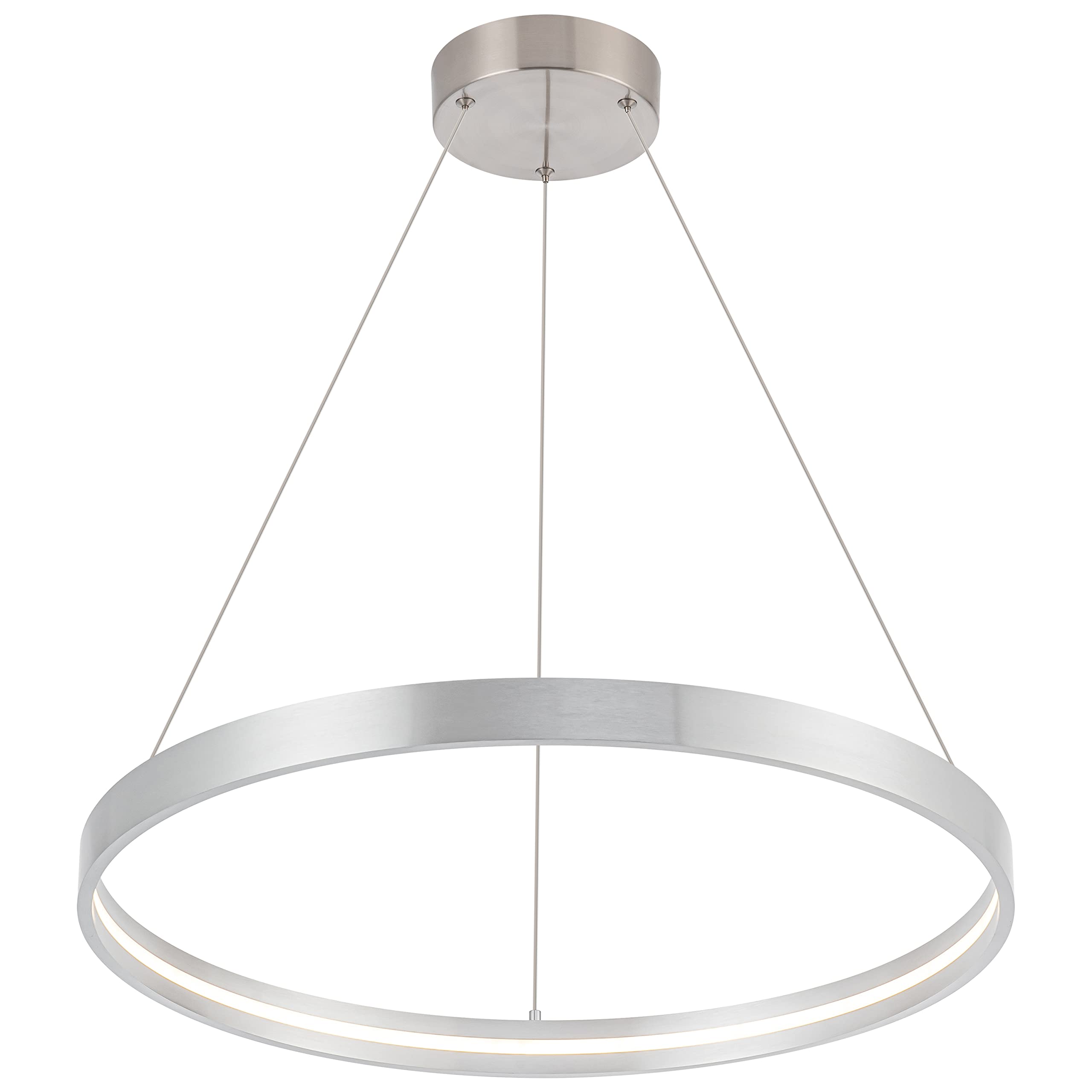 SUNMOO Modern Led Chandeliers, Non-Dimmable Contemporary LED Chandeliers 1 Ring, Hanging Led Modern Pendant Light Fixture for Living Room Kitchen Dining Room Office Brush Nickel-3000K/4000K/6000k