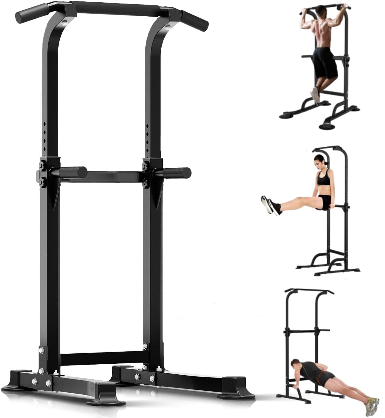 Adjustable Power Tower Pull Up Bar Dip Station Free Standing Pull Up Rack Dip Station for Home Gym