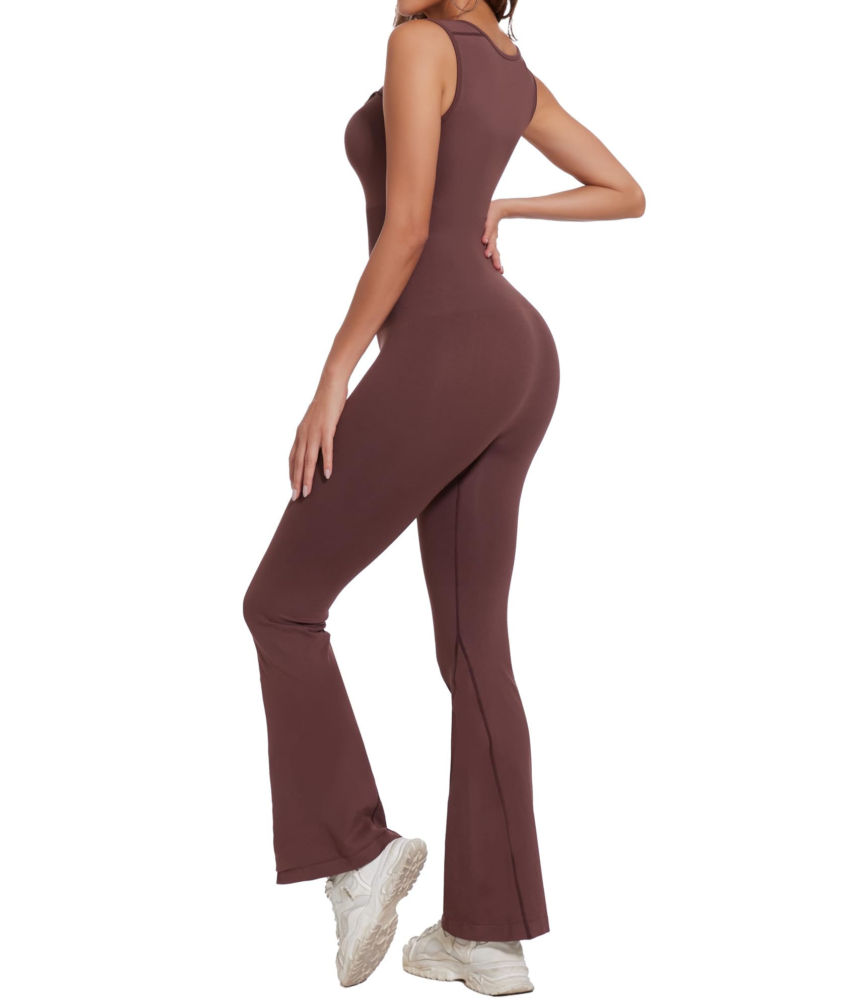 SHAPERIN Donna Tutina Intera Senza Maniche/Manica Lunga Tuta Canotta Modellante con Scollo Quadrato Shapewear Jumpsuit Tutina Sportivo Rompers Un Pezzo Tutina Aderente