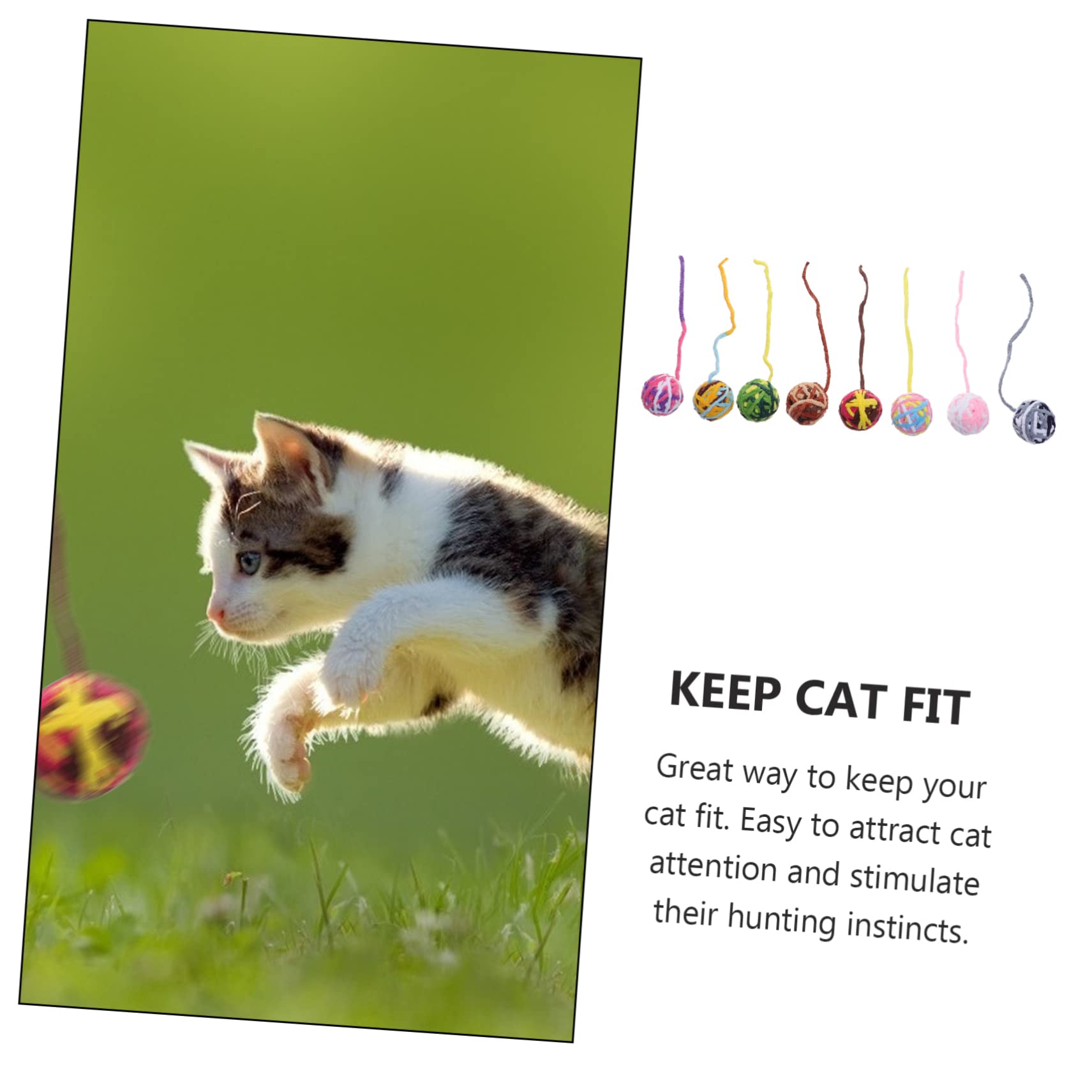 BESPORTBLE Lot De 3 Jouets Interactifs pour Chat Chaton Clochette Rebondissante Jouets en Laine Douce pour Animaux De Compagnie 8 Pièces X 3