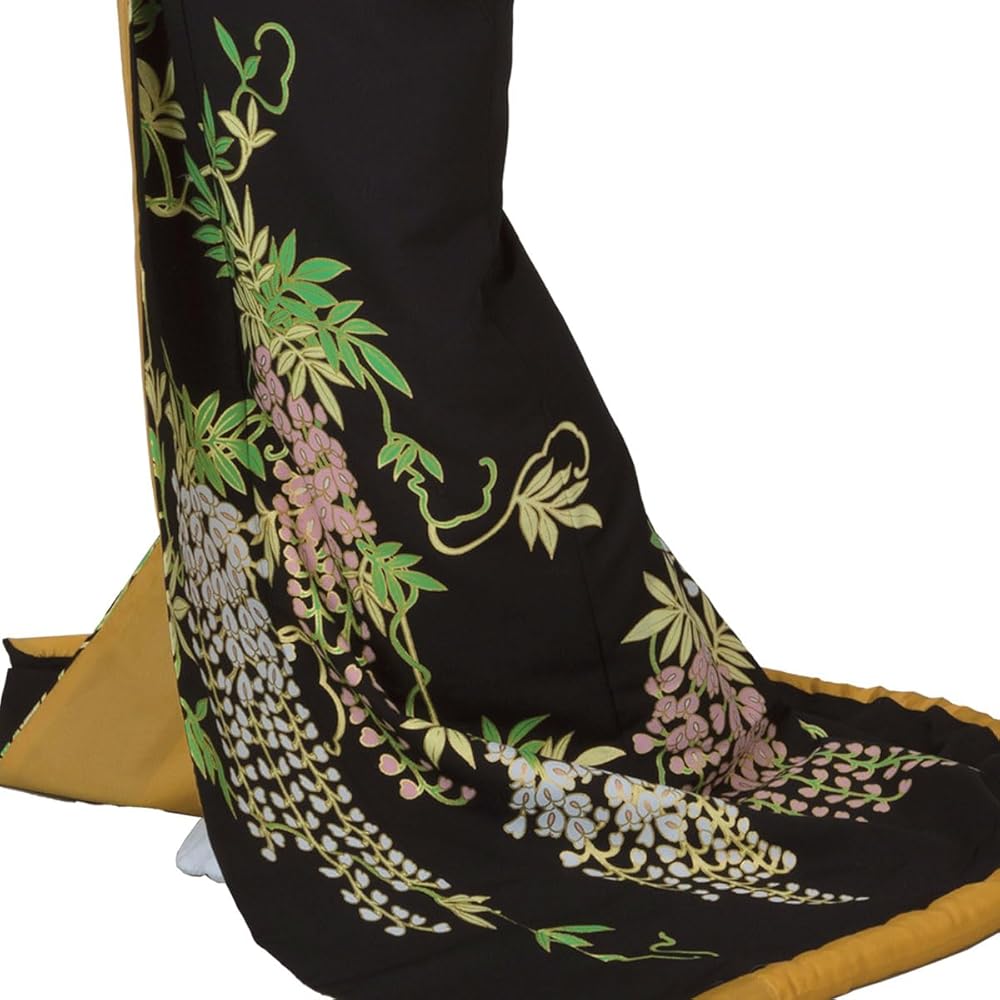 か*ん様 未使用 特長 2m 黒い菖蒲柄 お引きずり お引き摺り 着物 花魁 コ か*ん様 未使用 特長 2m 黒い菖蒲柄 お引きずり お引き摺り 着物