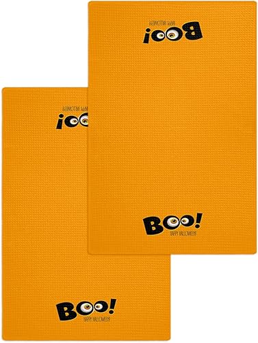 Miniatura 1 de Kitchen Towel 2 Packs Cotton Waffle Weave, Halloween Orange 16 x 24 Inch Absorbent Quick Drying Dish Towels Clothes for Kitchen Living Room Washable