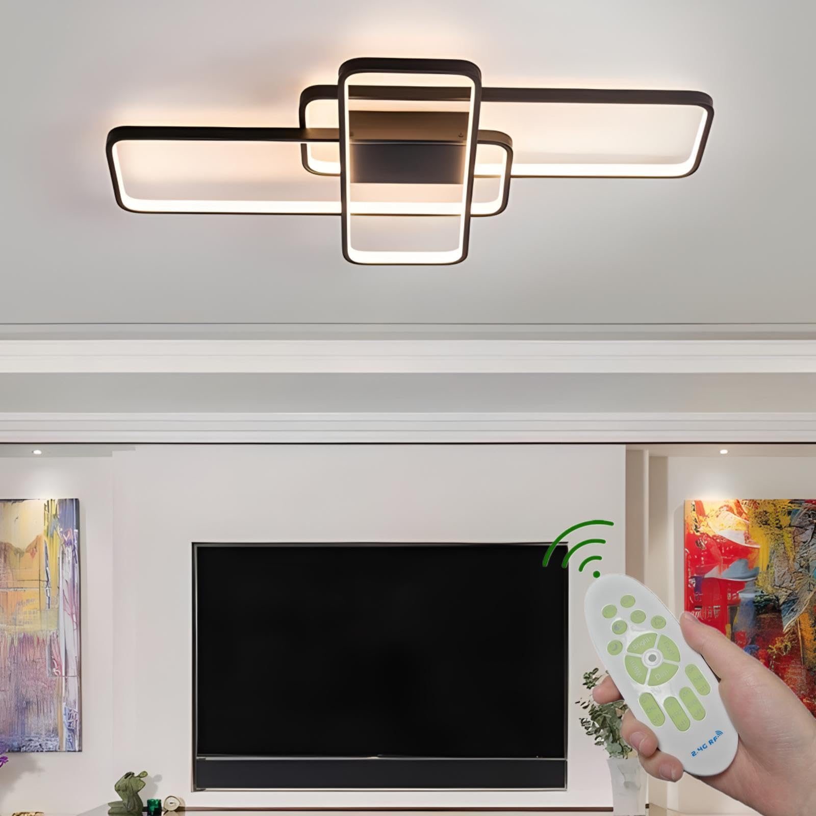 Moderna LED Plafoniera Dimmerabile Creativo Disegno Lampada Da Soffitto Soggiorno Camera Da Letto Stanza Dei Bambini Lampadario [Classe Di Efficienza Energetica A++],Nero,140 * 80cm