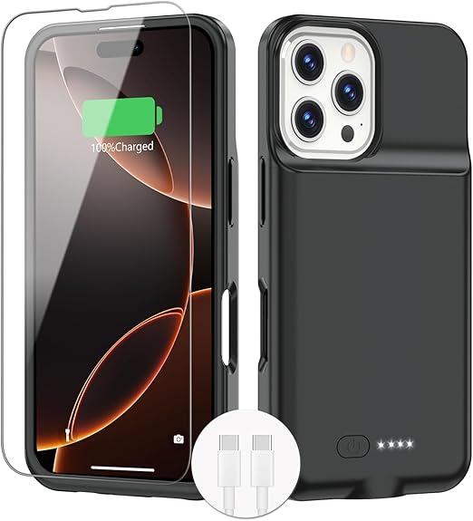 BOPPS Battery Case for iPhone 16 Pro, New Upgrade 15W Fast 8500mAh Portable Charger Case 360°Protection Rechargeable Extended Battery Charging Case for iPhone 16 Pro -6.3 inch, Black