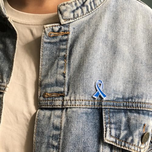 120 Pcs Light Blue Awareness Ribbon Pins Colorectal Colon Prostate Cancer Awareness Pin Products2