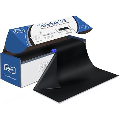 Plastic Table Cover Roll - 54"x120' Disposable Black Tablecloth Roll