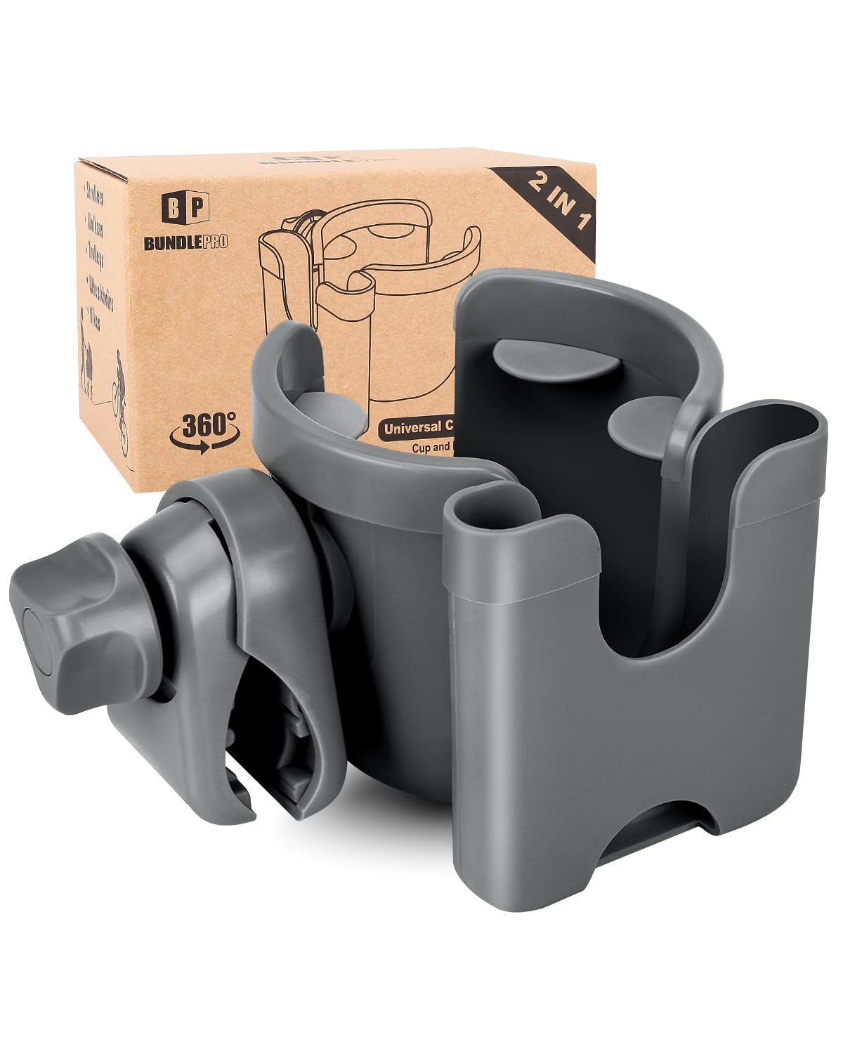 Stroller Cup Holder Attachment Universal Stroller Cup Holder With Mobile Phone Strollers Storage Rack Baby Bottle Holder Hands Free