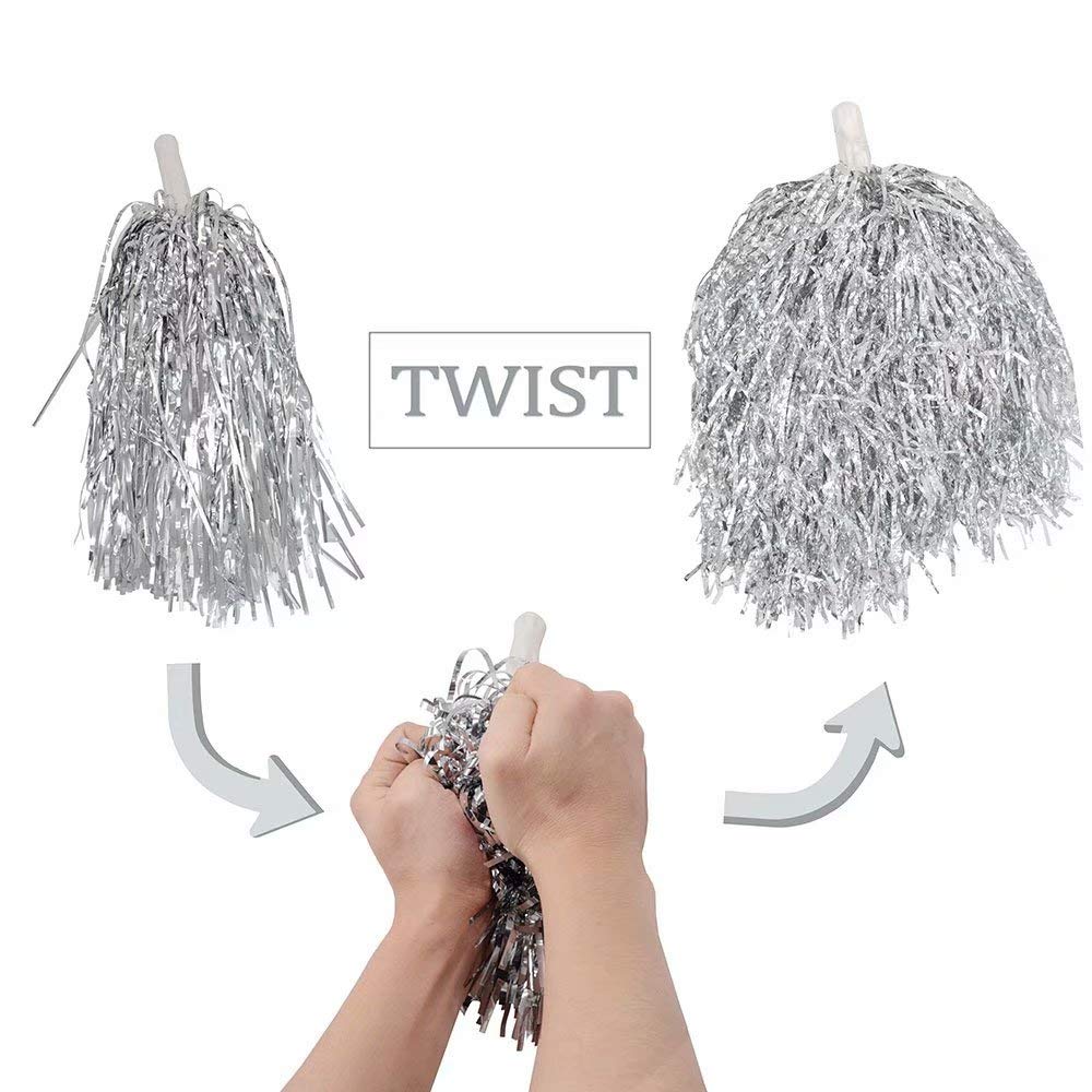 CRIVERS 1 douzaine Cheerleading Pompons, 12pc Pom-Pom Girls Pompoms avec Poign¨¦e pour Ball Dance D¨¦guisements Nuit F¨ºte des Sports