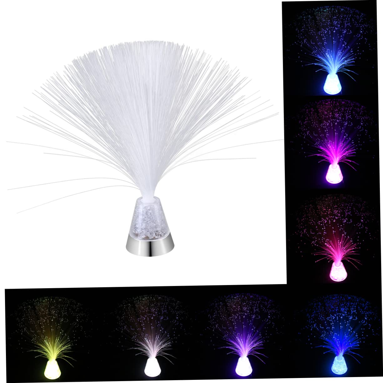COOLHIYA Fiber Optic Ice Cube Light Crystal Base Led Novelty Lamp Multi- Changing for Home Parties