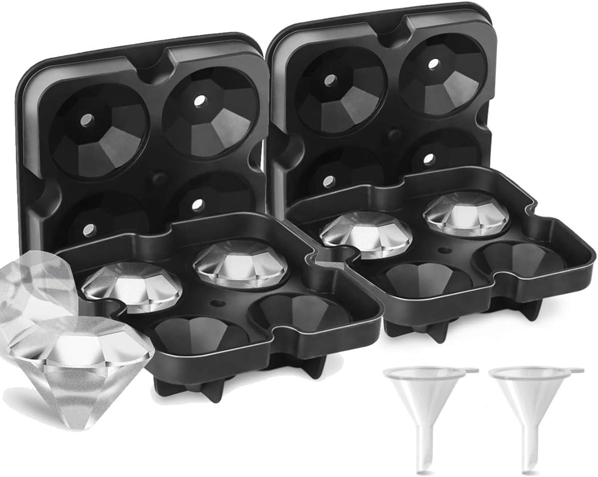 Ice cube trays(Set of 2)，Ice Cube Molds for whiskey，3D