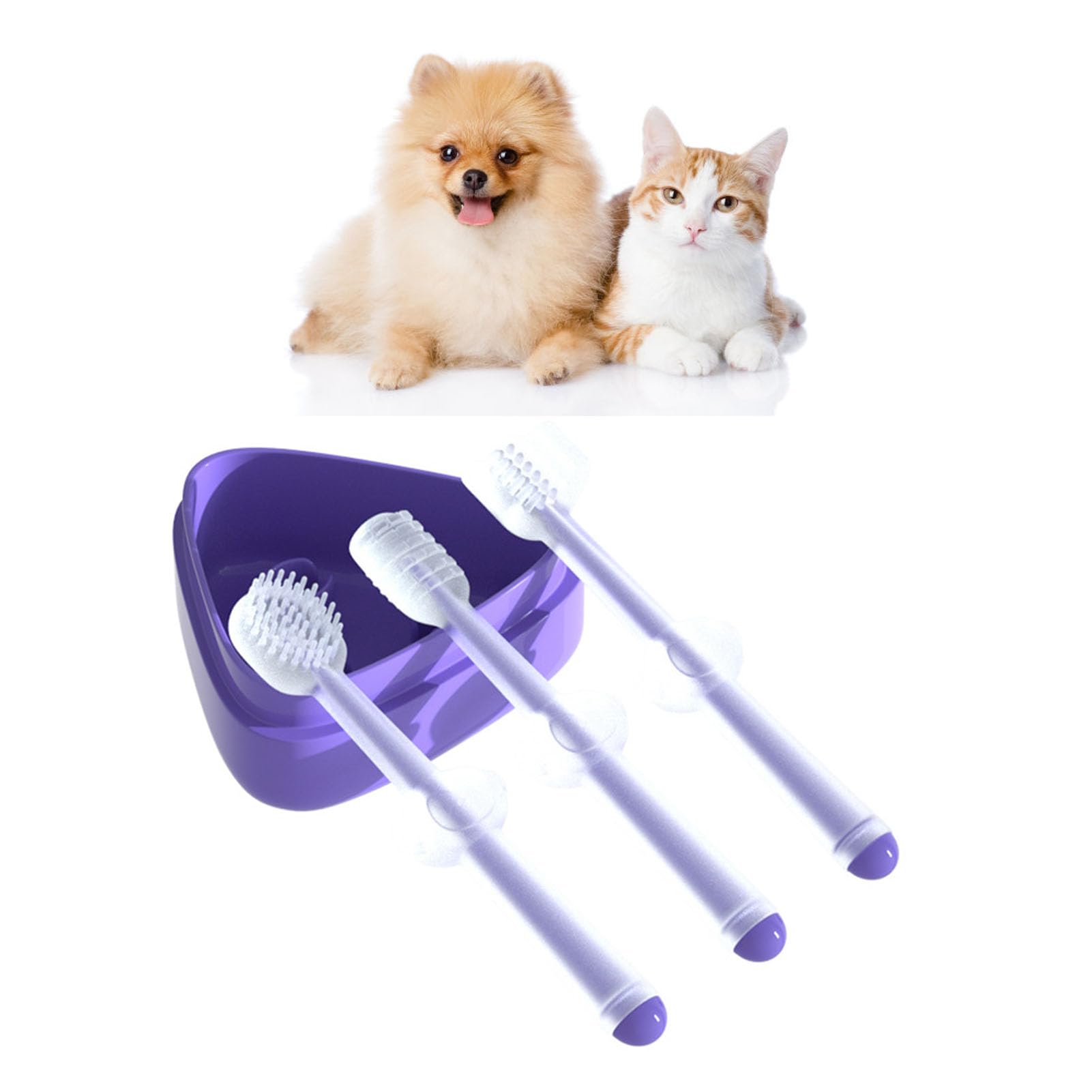 Gavigain Silicone Pet Toothbrush Set, Soft Bristle, Effective Plaque Removal, Ergonomic Handle, for Cats and Small Dogs