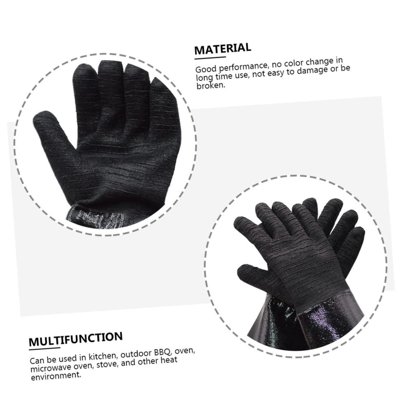 Guanti Resistenti al Calore Neoprene Nero 1 Paio per Barbecue | Impermeabili, Taglio e Presa Antiscivolo, Protezione del Polso, Uso Outdoor e Piano Cottura