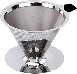 Filtro p/Café Reutilizável Cônico Inox Ultrafino Cafeteira