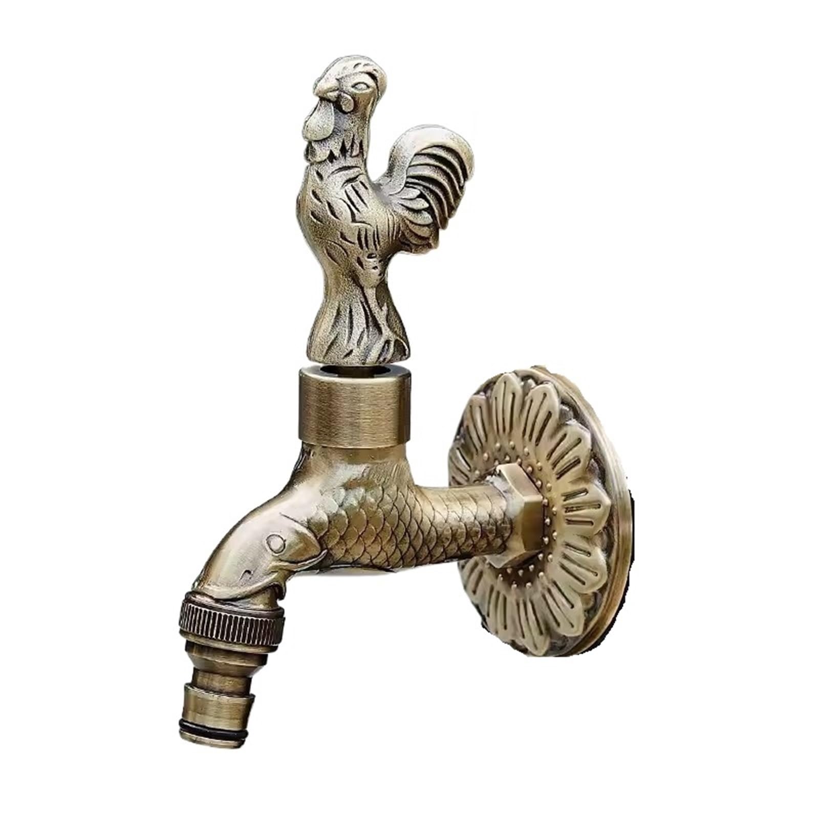 Outside Tap Garden Faucet Decorative Outdoor Faucet Garden Bibcock Tap Bathroom Washing Machine/Mop Carving Faucet(Color-04)