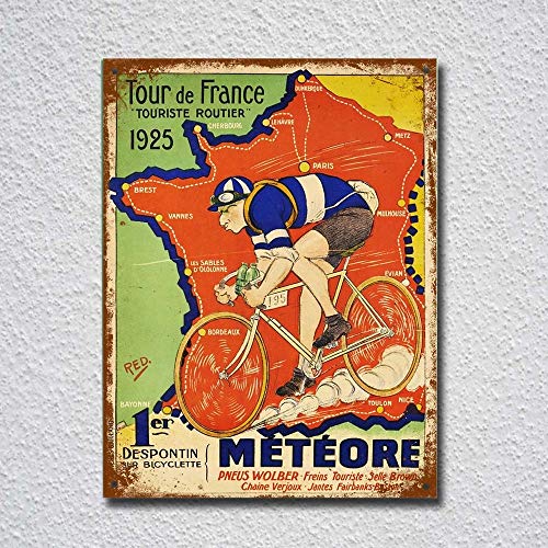 DOGT Vintage Retro Style Tour De France 1925 Tin Sign Metal Sign TIN Sign 7.8X11.8 inch