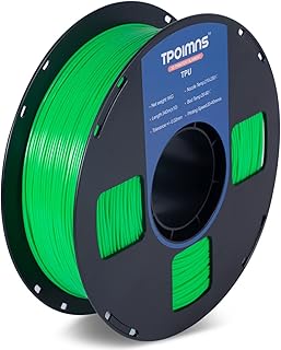 TPOIMNS TPU 3D Printer Filament, Flexible TPU Filament, 1kg Roll Spool (2.2 lbs), 1.75mm, Dimensional Accuracy +/- 0.03 mm (1kg Green TPU)