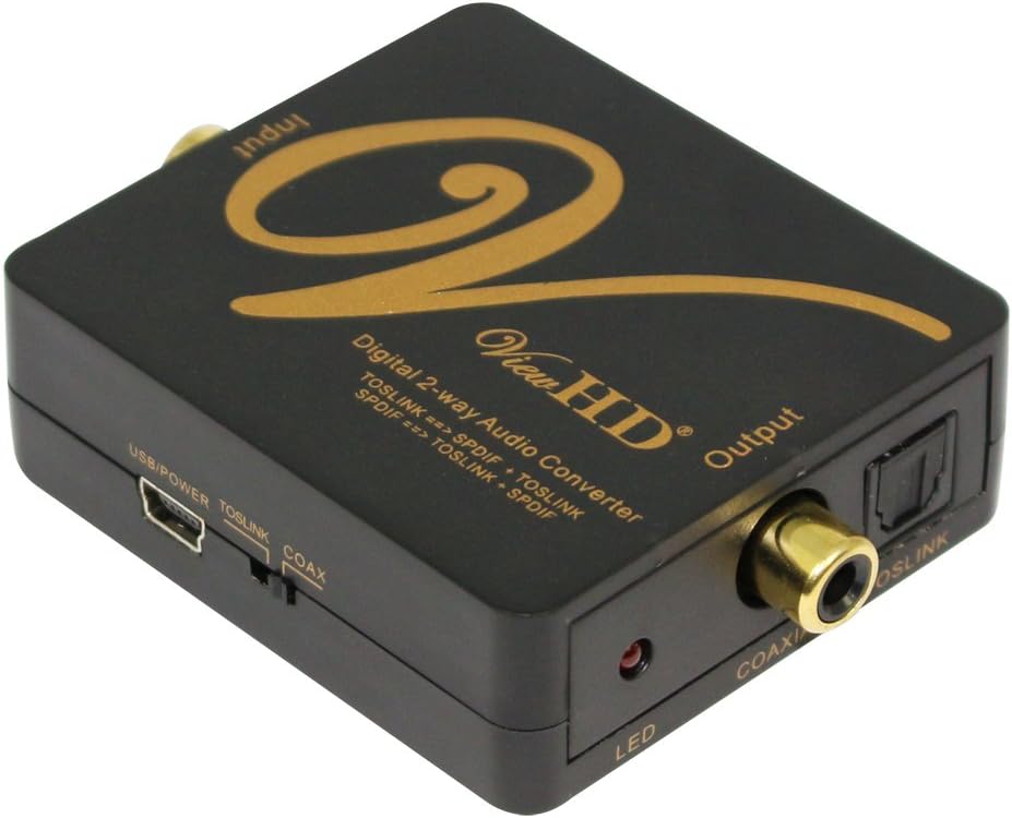 ViewHD SPDIF Audio Optical TOSLINK to Coaxial Bi-Directional Converter Splitter | VHD-2WDA