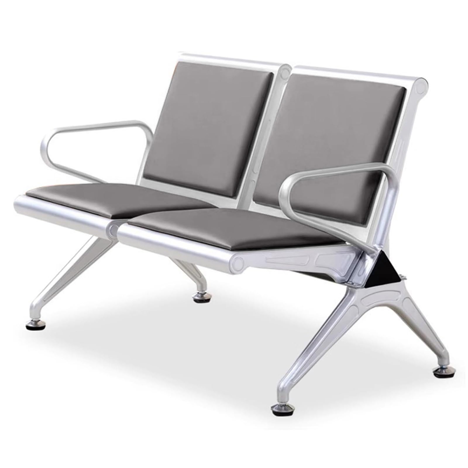 SaryEdge Office Reception Chair Set 2-Seat Room Sofa Synthetic Leather Airport Reception Bench with Armrests Ideal for Market Bank Hospital,