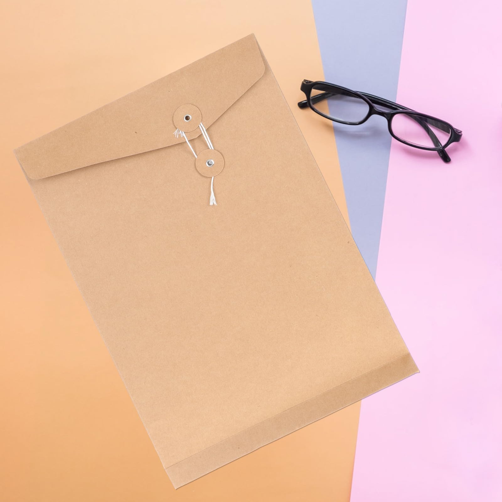 Lot de 10 Enveloppes en Ficelle Kraft A4 pour Documents, Organisateur de Fichiers en Papier Kraft, Fermeture Sécurisée, Rangement Pratique pour Bureau ou Maison