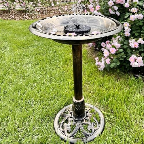 Aeroor 新しいソーラー噴水屋外プール鳥バス噴水ポンプガーデンガーデン水機能噴水ライトプラスチック (ブロンズ)