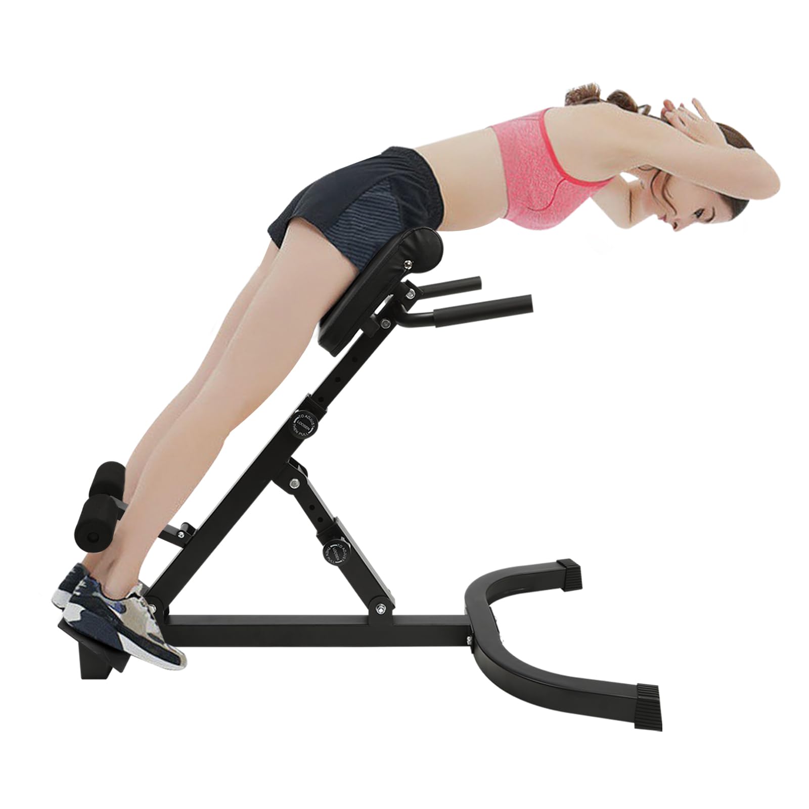 Roman Chair Hyperextension Bench, Foldable Fitness Machine Full Body Workout Hyper Back Extension for Home Gym Adjustable Waist Abdominal Back Machine