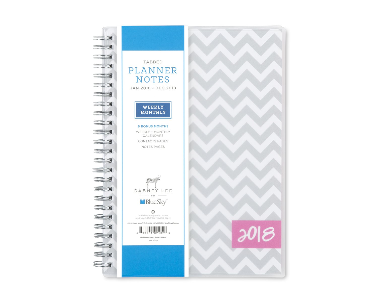 Blue Sky 2018 Weekly & Monthly Planner with Extra Notes Pages, Twin-Wire Binding, 5.8" x 8.6", Ollie