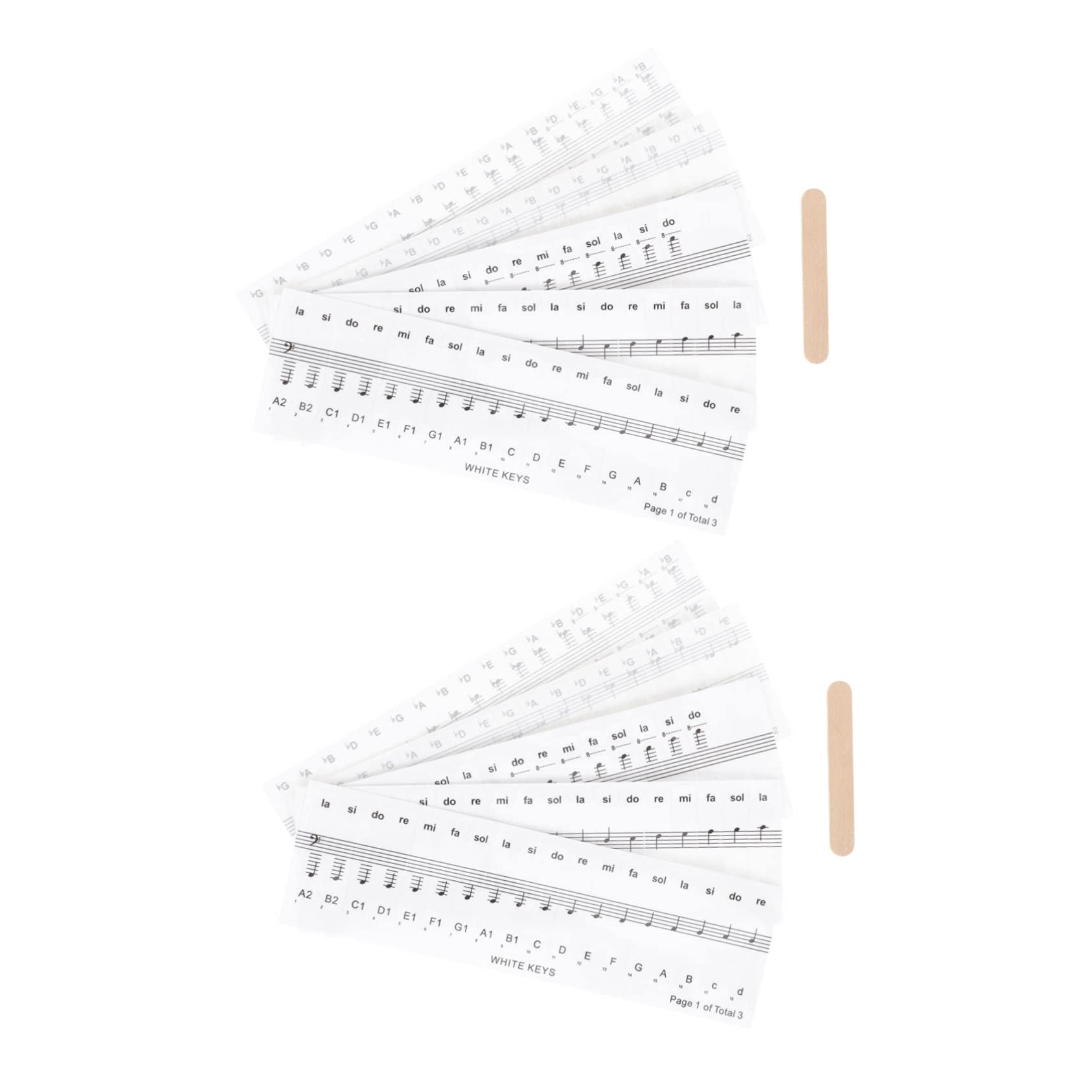 FAVOMOTO Easy Apply Piano Sticker Keyboard Decal for Piano Beginner 2 Pack Staff